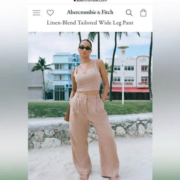 Abercrombie Tailored Linen-Blend Wide Leg Pant- Small - Picture 5 of 7